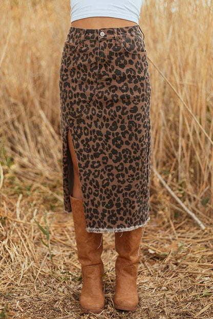 Leopard Lane Denim Skirt