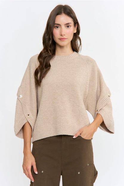 Oatmeal Button Sweater