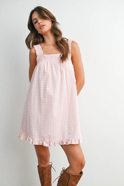 Back-Tie Smocked Ruffle Hem Dress