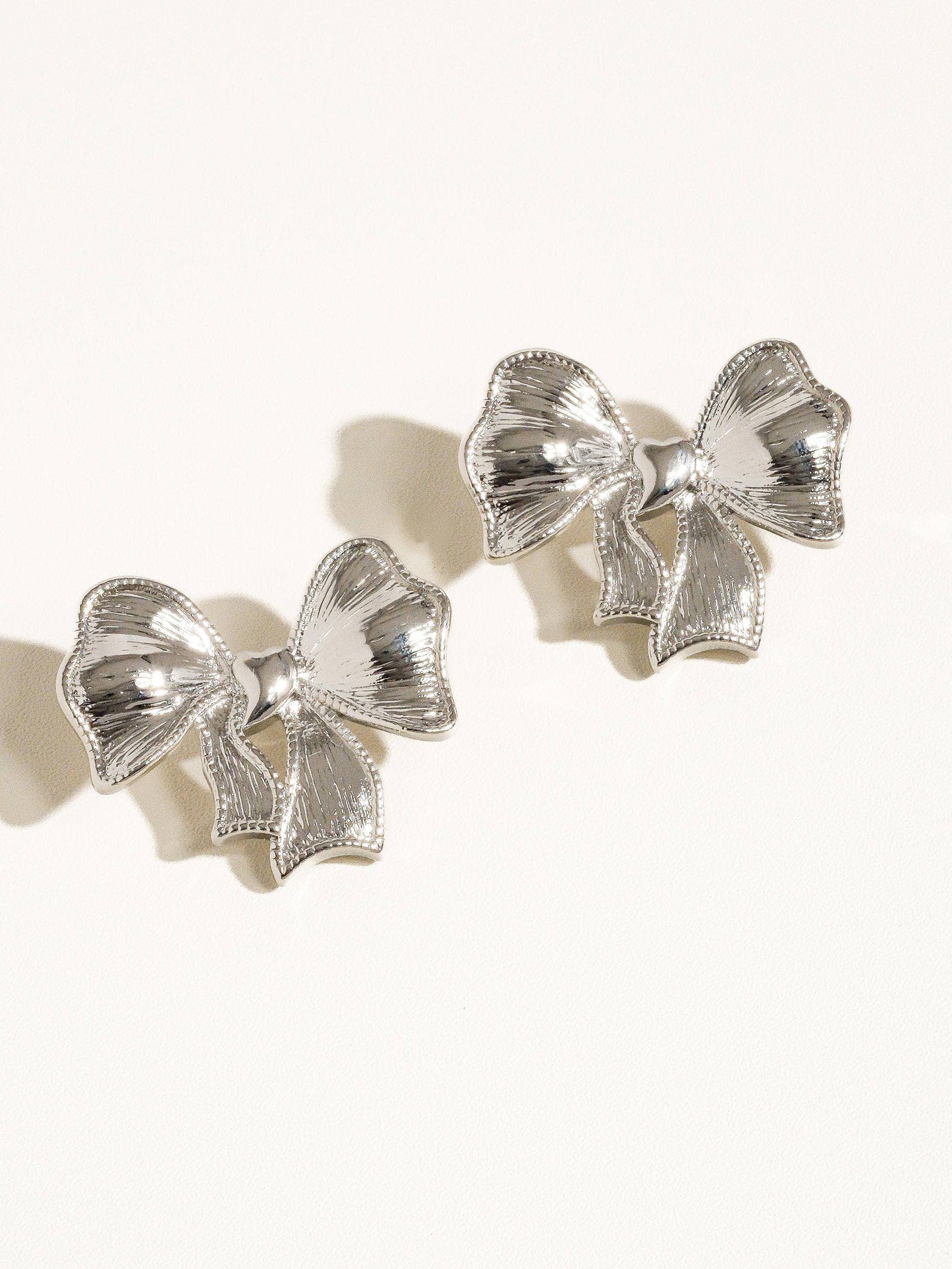Silver Belle Bow Earrings