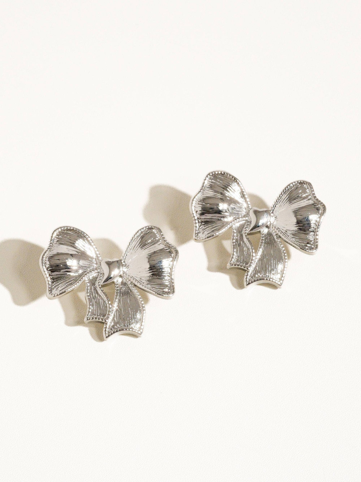 Silver Belle Bow Earrings