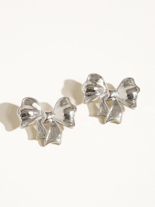 Silver Belle Bow Earrings