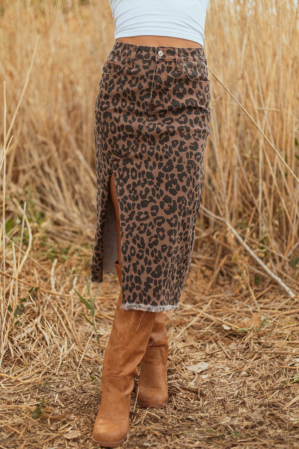 Leopard Lane Denim Skirt