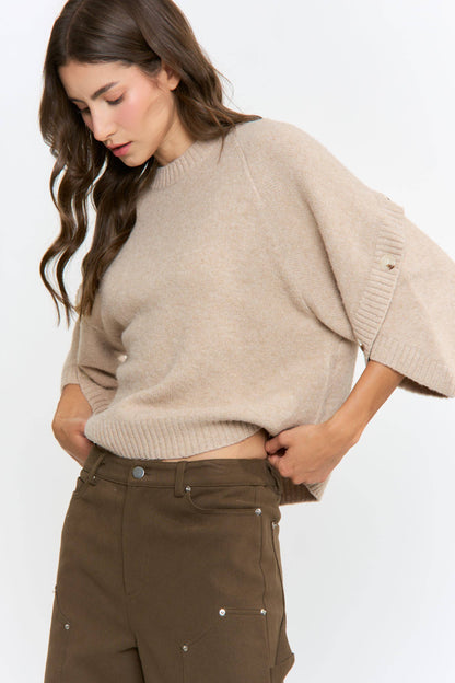 Oatmeal Button Sweater