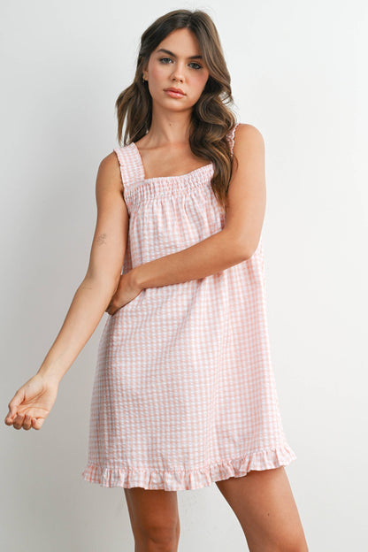 Back-Tie Smocked Ruffle Hem Dress