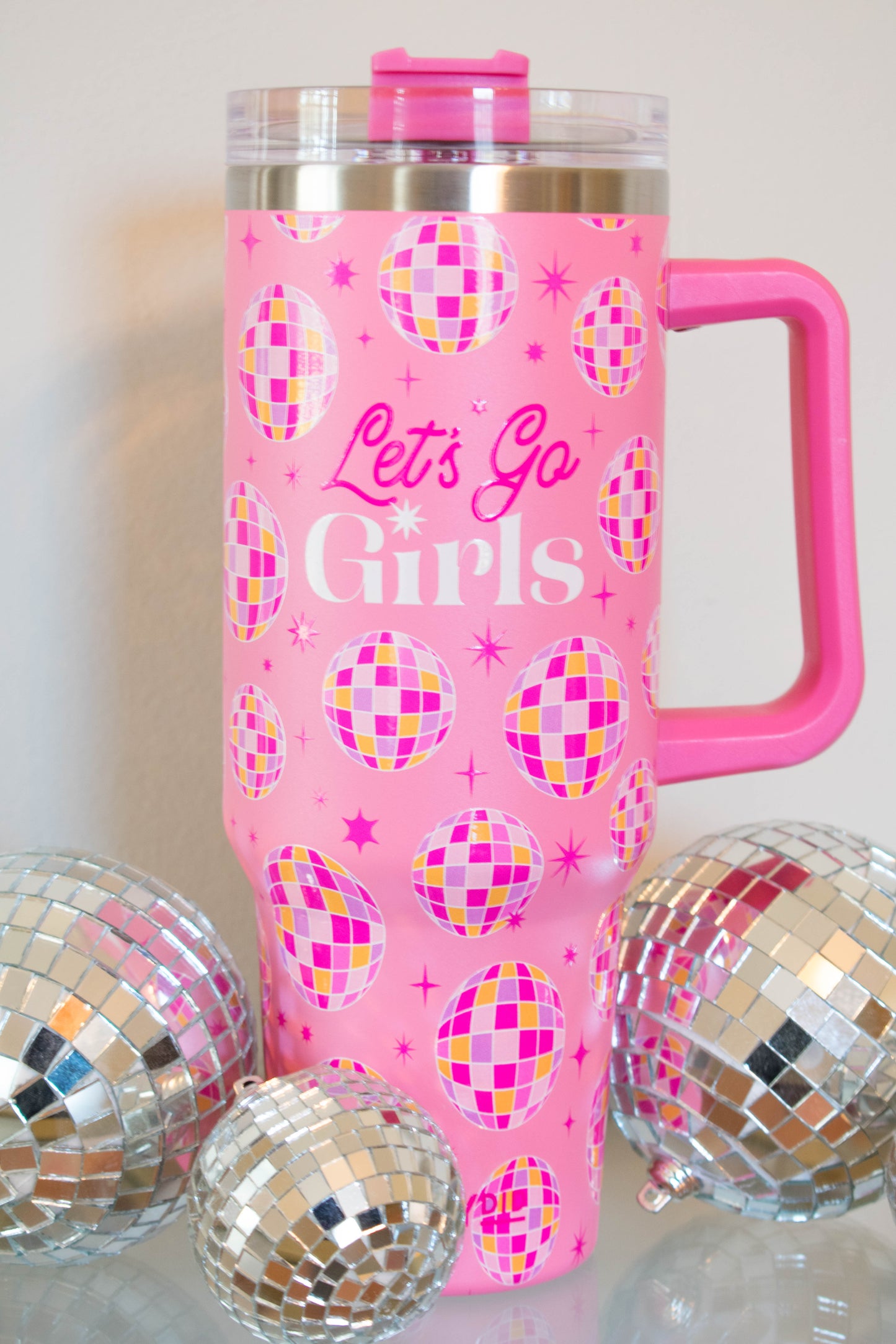 Let's Go Girls Tumbler Cup with Straw and Handle – Pink