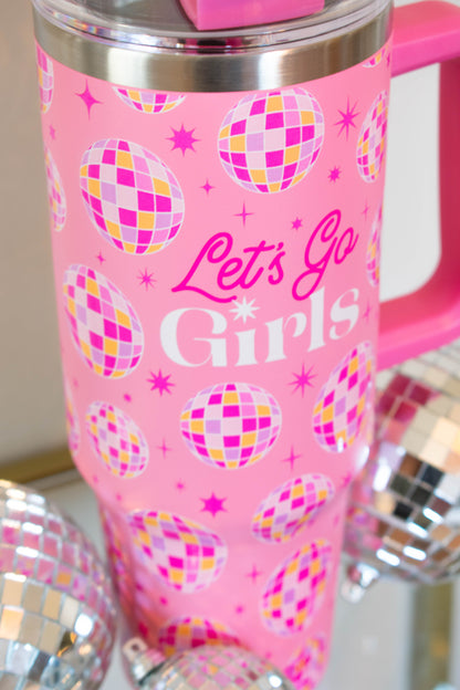 Let's Go Girls Tumbler Cup with Straw and Handle – Pink