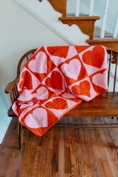 Hot Pink Luxury Heart Blanket