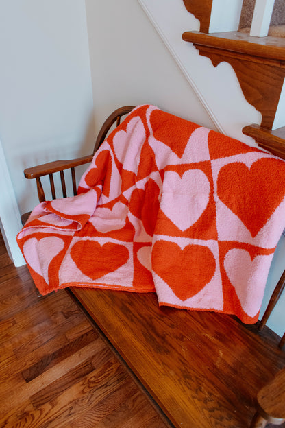 Hot Pink Luxury Heart Blanket