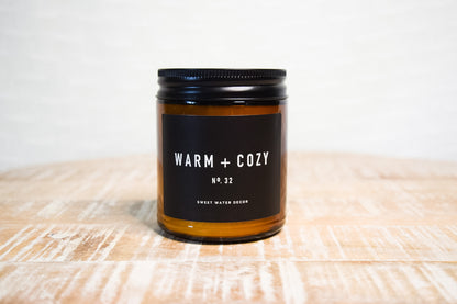 Warm and Cozy Soy Candle - Amber Jar - 9 oz