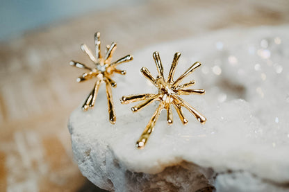 Gold Firework Drop Earrings