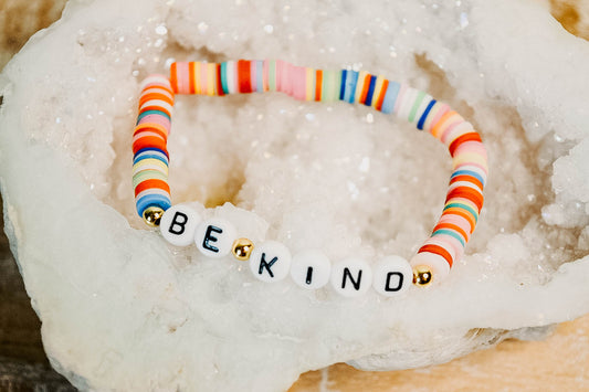 Rainbow Disc Bracelet "Be Kind"