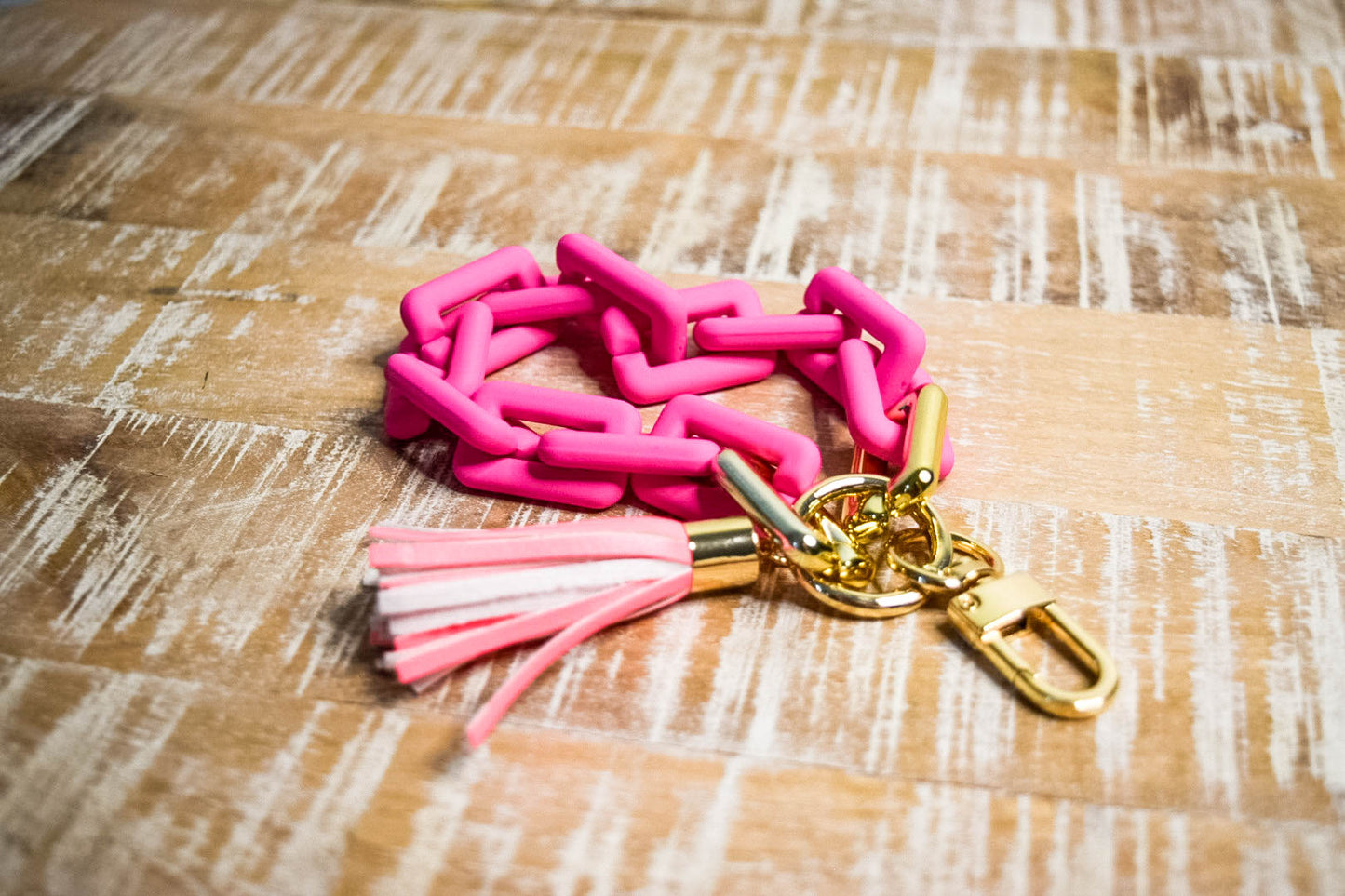 Acrylic Bracelet Key Ring - Light Multi
Neon Pink