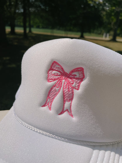 Coquette Bow Embroidery Trucker Hat Cap