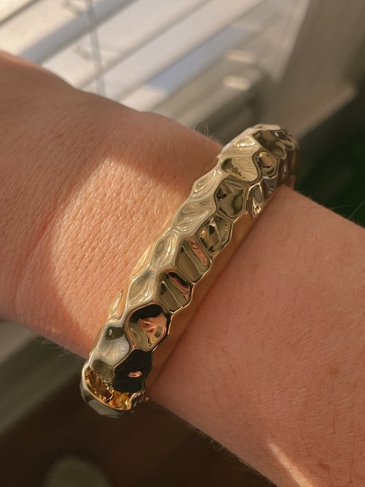 Gold Warped Metallic Bangle Bracelet