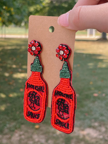 Hot Sauce Bottle Earrings