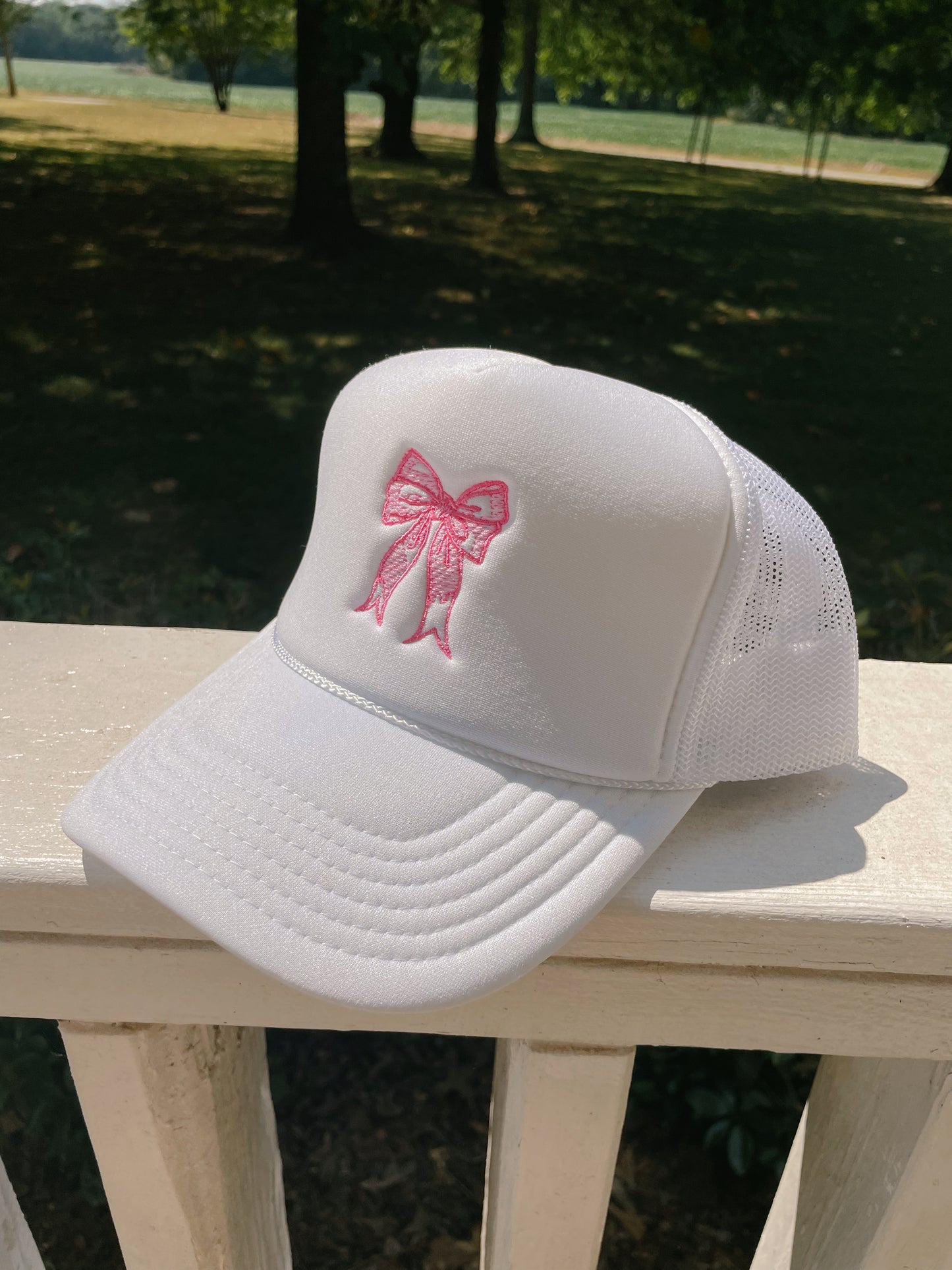 Coquette Bow Embroidery Trucker Hat Cap