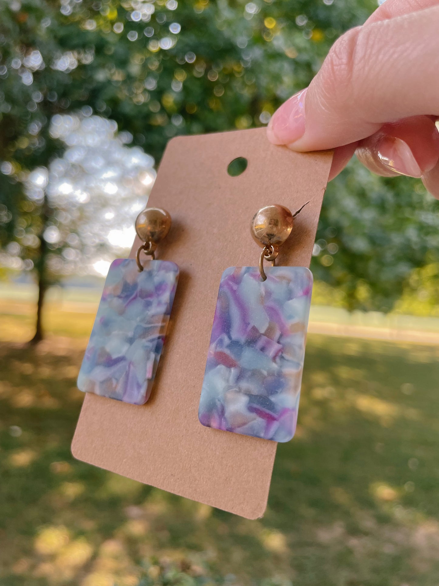 Pastel Multi Matte Acrylic Square Dangle Earrings