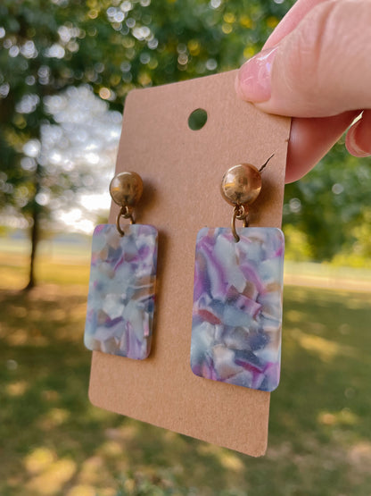 Pastel Multi Matte Acrylic Square Dangle Earrings