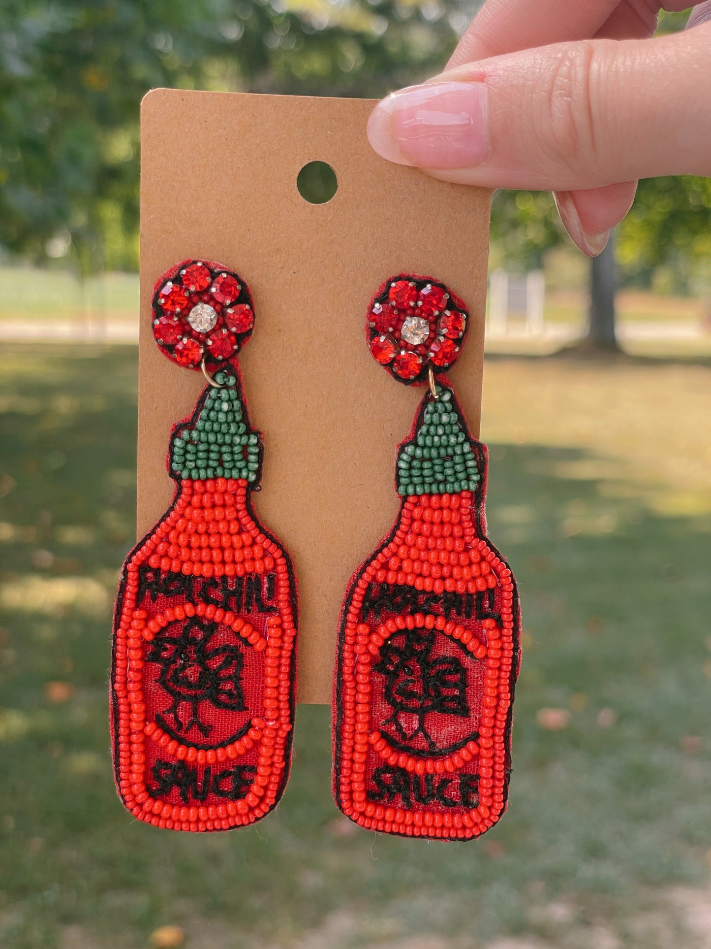 Hot Sauce Bottle Earrings