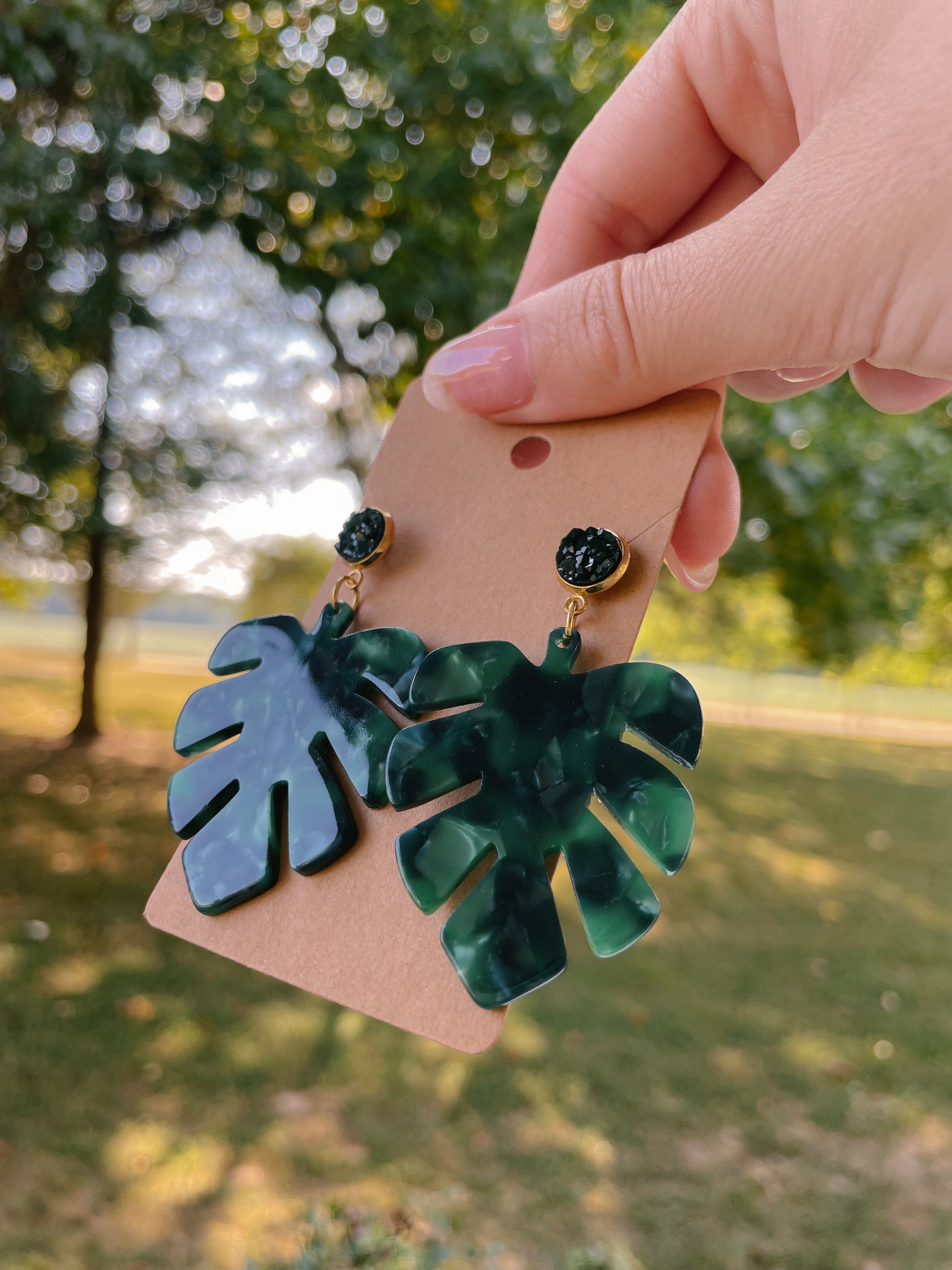 Palm Beach / Druzy + Acrylic Earrings