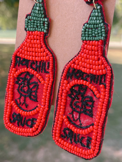 Hot Sauce Bottle Earrings