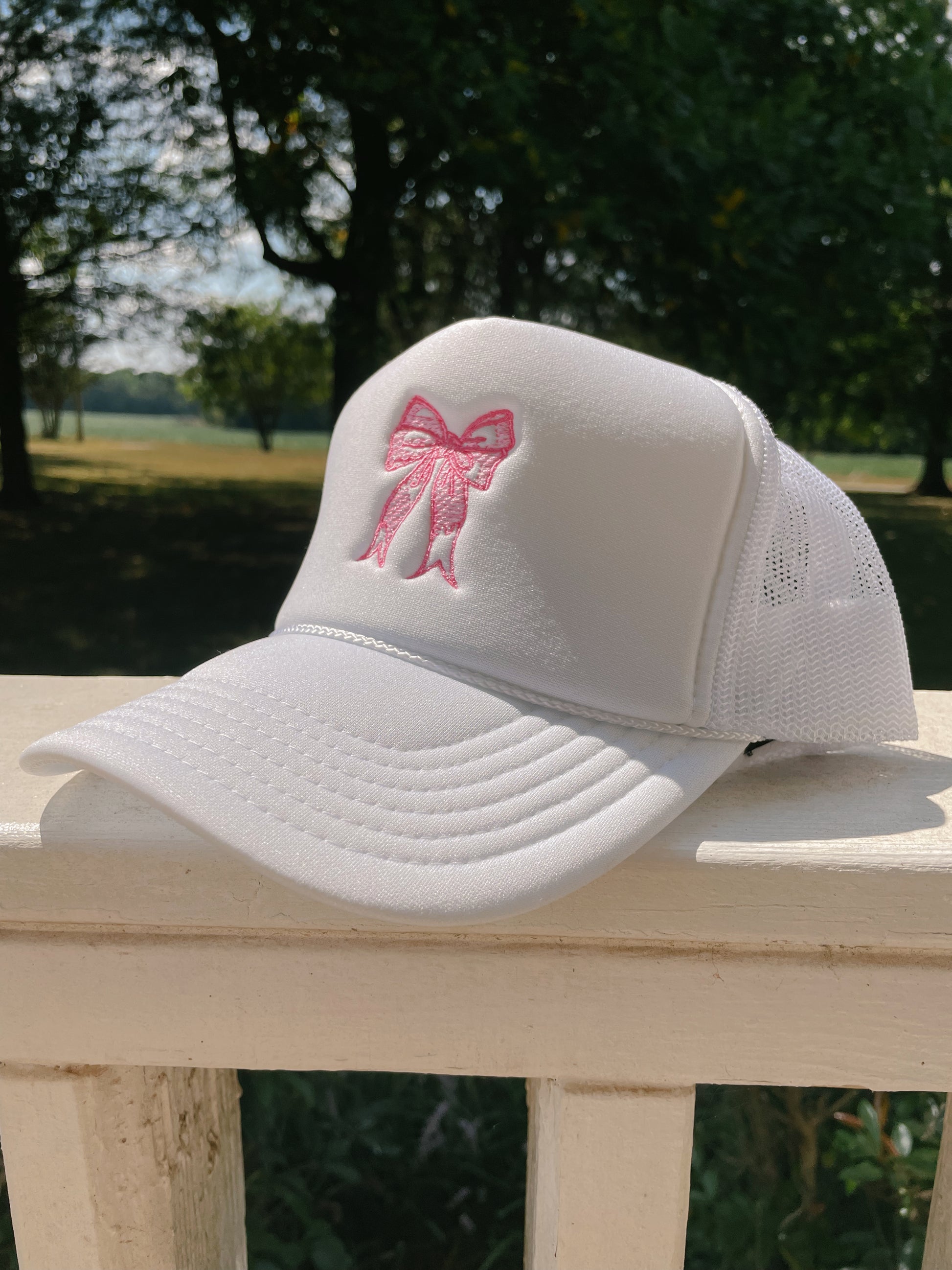 Coquette Bow Embroidery Trucker Hat Cap