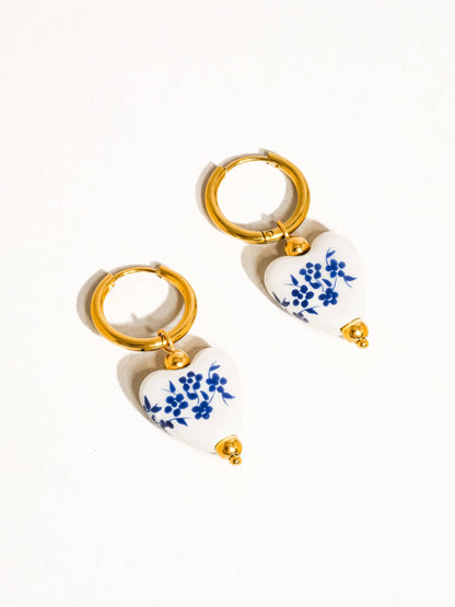 Cottage Blue Hearts Earrings
