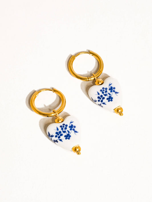 Cottage Blue Hearts Earrings