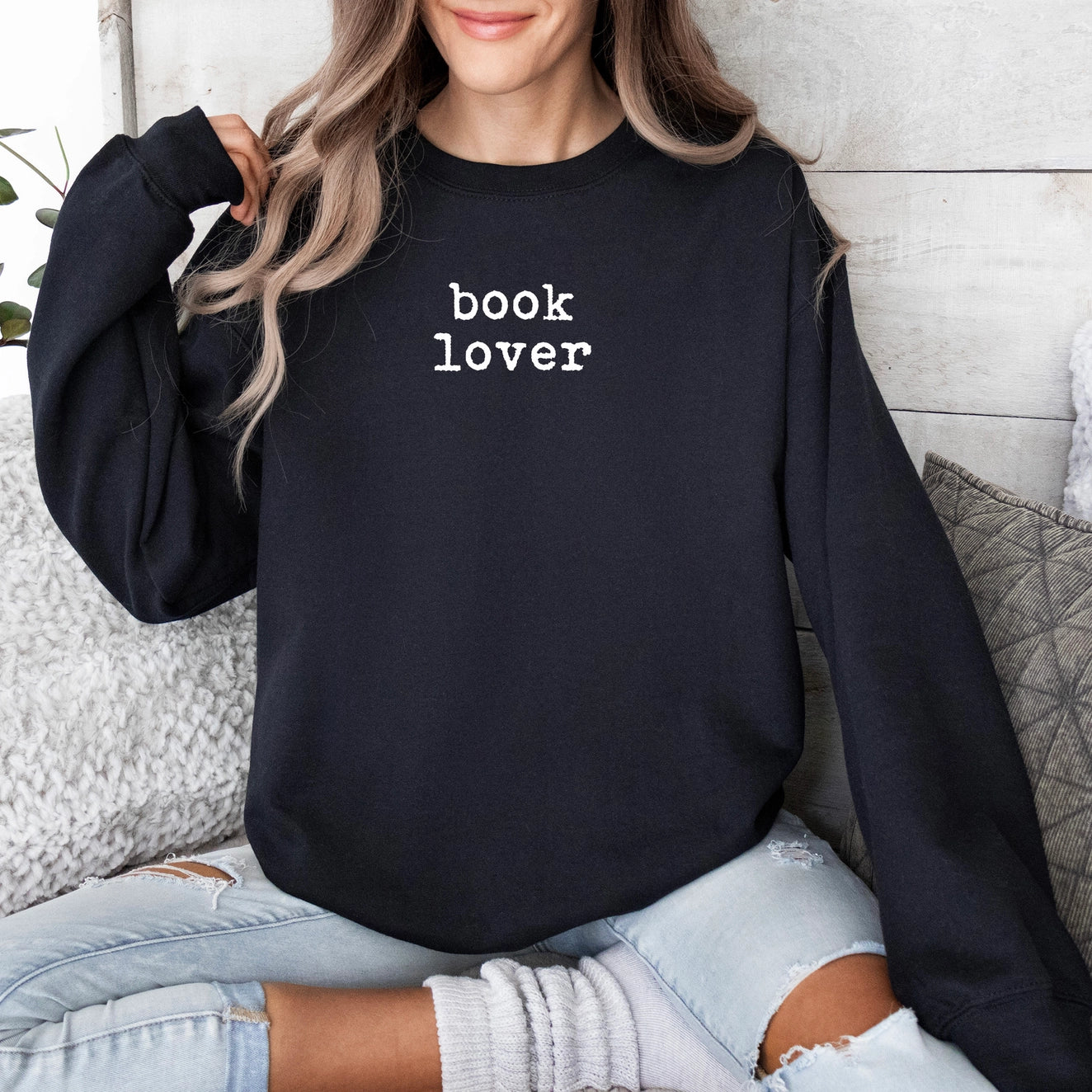 Book Lover Black Crewneck Sweatshirt