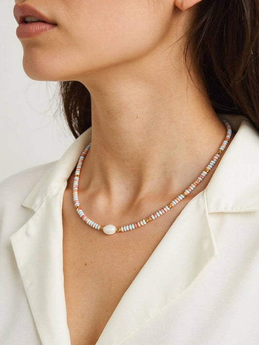 Sea Glass Pearl Necklace