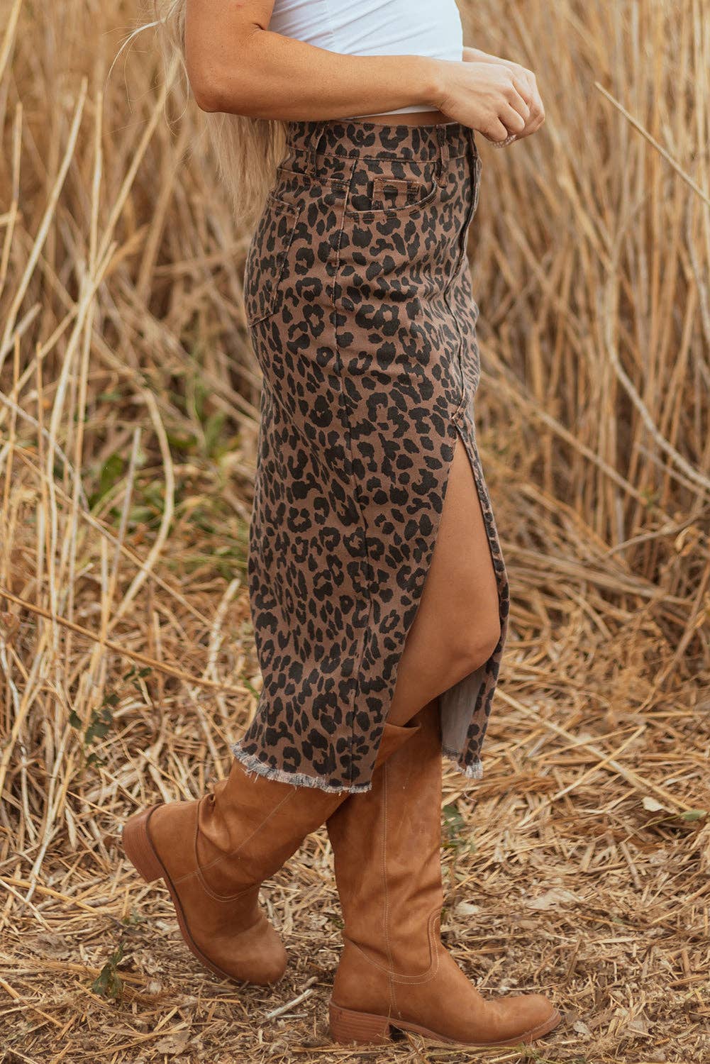Leopard Lane Denim Skirt